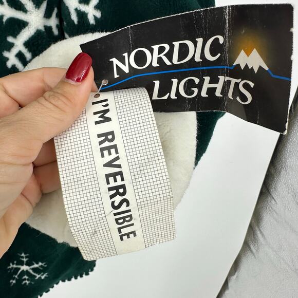 Nordic Lights Womens Reversible Fleece Coat Size L Green Crystals Snowflake NEW - Picture 6 of 12